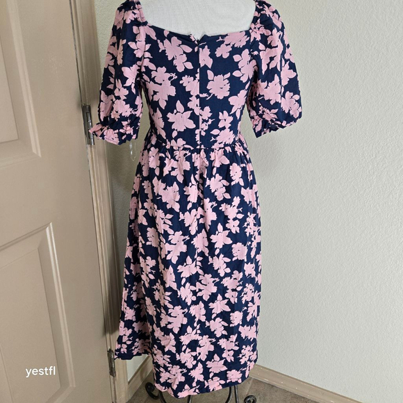 The Nines by Hatch S Navy Pink Floral Maternity Midi Dress S - Picture 2 of 6